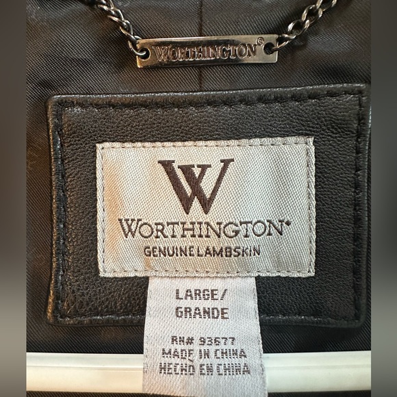 Worthington Lambskin leather jacket, size L, black - Picture 3 of 12